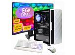 GAMEMAX Gaming-PC-Komplettsystem "MegaDeal Diamond WT 2703 AMD Ryzen 7 5700X RTX 5060 16GB 1TB SSD", Energieeffizienz: E (A-G), weiß, Microsoft Windows 11 Home (64 Bit), 16 GB RAM 1.000 GB SSD, Computer_Komplettsysteme, Windows 11 + MSI MAG 32C6X Curved Monitor, 80cm (32")