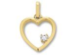 Kettenanhänger ONE ELEMENT "Zirkonia Herz Herz Anhänger aus 333 Gelbgold", gold, Schmuckanhänger, Damen, Gelbgold 333 Gold, Gelbgold 333, Gold, Kettenanhänger, Zart & emotional – ein Geschenk, das von Herzen kommt