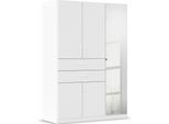 Drehtürenschrank RAUCH "Maika", weiß (alpinweiß), B:136cm H:197cm T:54cm, Holzwerkstoff, Schränke, Drehtürenschrank, mit Spiegel, 2 Schubladen, in verschiedenen Breiten, Höhen und Farben