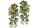 Kunstblume I.GE.A. "Künstlicher Rosenhänger", orange, B:30cm H:74cm L:11cm, Polyester, Kunstpflanzen, Rosenranke Rosenbogen Rosen Blume Rosengirlande Deko Busch