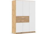 Drehtürenschrank RAUCH "Kleiderschrank Schrank Garderobe MAIKA mit Dekor-Front", weiß (eiche artisan, alpinweiß), B:136cm H:197cm T:54cm, Holzwerkstoff, Schränke, Drehtürenschrank, 2 Schubladen, in verschiedenen Breiten, Höhen, Farben, MADE IN GERMANY