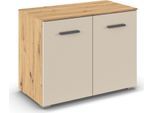 Kommode RAUCH "Gamma", eiche artisan, beige (champagner), B:80cm H:61cm T:42cm, Holzwerkstoff, Sideboards, Kommode, mit 2 Türen, verstellbaren Böden und viel Stauraum MADE IN GERMANY