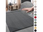 Teppich MY HOME "Arabell, Kunstfellteppich, Felloptik, waschbar" Gr. 33, grau (dunkelgrau), B:120cm H:16mm L:160cm, Polyester, Teppiche, Teppich, flauschig, kuschelig, Anti-Rutsch-Unterseite, Wohnzimmer, Schlafzimmer