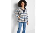 Fleecejacke BONPRIX "Kapuzen-Fleecejacke mit Norweger-Muster", Damen, Gr. 36/38 (S), beige (kieselbeige, weiß norwegermuster), Fleece, Obermaterial: 100% Polyester. Kapuzenfutter: 100% Polyester, gemustert, A-Linie Po-bedeckend, Rundhals, elastischer Bund, Jacken Fleecejacke, Winterjacke als Kapuzen-Fleecejacke mit Norweger-Muster