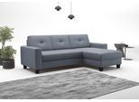 Ecksofa HOME AFFAIRE "Varese", blau (graublau), B:239cm H:91cm T:164cm, Sofas, Ecksofa, wahlweise mit Bettfunktion und Bettkasten