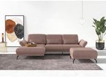 Ecksofa HOME AFFAIRE "Coco L-Form", rosa (altrosa), B:284cm H:88cm T:196cm, 95% Polyester, 5% Polyamid, Sofas, Ecksofa, Sitztiefen-, Arm- und Kopfteilverstellung, Cord-Bezug, Fusshöhe 15 cm