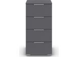 Schubkastenkommode RAUCH "Highboard Sideboard Schubladenkommode Kommode ASTANA", grau (graumetallic), B:40cm H:81cm T:42cm, Holzwerkstoff, Sideboards, mit 4 geräumigen Schubladen, Kantengriff in Alufarben MADE IN GERMANY
