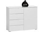 Kommode , Weiss, Weiss Hochglanz , Holzwerkstoff , 1 Fächer , 4 Schublade(n) Schubladen , 100x80x40 cm , Beimöbel erhältlich , Kleinmöbel, Kommoden, Kommoden