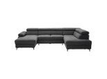 Stylife Wohnlandschaft Combo, Graphit, Metall, 5-Sitzer, Ottomane rechts, U-Form, 333x206 cm, Made in EU, Liegefunktion, Rücken echt, Wohnzimmer, Sofas & Couches, Wohnlandschaften, Wohnlandschaft U-Form