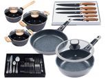 Pfannen-Set KING "Moonscape", grau, Pfannen, Induktion, (Töpfe+Glasdeckel, Pfannen+Deckel,Messer,Besteckset)