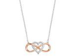 Kette mit Anhänger AMOR "Infinity Unendlichkeitsschleife mit Herz", rosa (silberfarben, roségoldfarben, weiß), Halsketten, Damen, Silber 925 (Sterlingsilber), L: 45, mit Zirkonia (synth.)