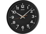 Wanduhr SEIKO, schwarz, Wanduhren, B/H/L: 4,3cm, Wanduhr, Quarzuhr, durchlaufende Sekunde, Küche, Arbeitszimmer, Büro