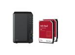 Synology DiskStation DS223 2 Einschübe NAS-Server Leergehäuse + 8TB (2x4TB) WD Red 40EFPX SATA 3.5" HDD Festplatten