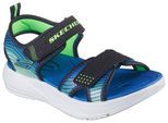 Sandale SKECHERS "MICROSPEC-SPLASH", Jungen, Gr. 30, bunt (schwarz, limette), Lederimitat, kontrastfarbene Details, Schuhe Sandale, leichte Sandale mit Klettverschluss, Größenschablone zum Download