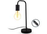 B.K.LICHT Tischleuchte "BK_TL1381 Retro Tischlampe, Gebogen, Matt-Schwarz, E27", schwarz, 1, Ø 13cm H: 38cm, 1 Stk., Leuchten, Kabel mit Schalter, Metall, Runde Leselampe, Tischleuchte