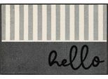 Fußmatte "Hello Stripes", grau, B:50cm H:7mm L:75cm, Polyamid, WASH+DRY BY KLEEN-TEX, Teppiche, Fußmatte