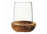 Leonardo Windlicht , Klar, Teakfarben , Glas, Holz , Teakholz , 23.00x27.00x23.00 cm , Glaseinsatz , Dekoration, Laternen & Windlichter