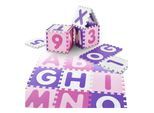 Juskys Kinder Puzzlematte Juna 36 Teile mit Buchstaben & Zahlen - rutschfest – rosa für Mädchen