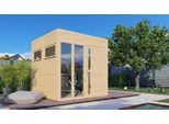 Gartenhaus BERTILO "Cubus 2 Office, in verschiedenen Farben", beige (natural), Fußboden im Gartenhaus, ohne Dacheindeckung, Massivholz, Gartenhäuser, Gartenhaus