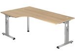 HAMMERBACHER VOS82/E/S höhenverstellbarer Schreibtisch 65 - 85 cm Silber / silber
