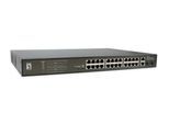LevelOne Switch 28 Fast Ethernet-Ports mit 24 PoE-Ports 270W 2 Gigabit-Ports, 2 Gigabit SFP (FGP-2831)