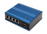 Digitus 4 Port Gigabit Ethernet Netzwerk PoE Switch, Industrial, Unmanaged, 1 SFP Uplink