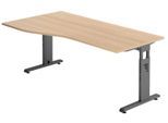 HAMMERBACHER VOS18/E/G höhenverstellbarer Schreibtisch 65 - 85 cm Eiche / grafit