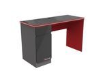 X Rocker Carbon-Tek Gaming Schreibtisch mit LED-Beleuchtung & Wireless Charging Ladepad - grau/rot