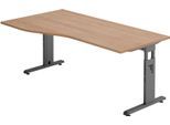 HAMMERBACHER VOS18/N/G höhenverstellbarer Schreibtisch 65 - 85 cm Nussbaum / grafit