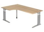 HAMMERBACHER VUS82/E/S höhenverstellbarer Schreibtisch 68 - 86 cm eiche / silber