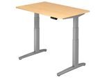 HAMMERBACHER VXBHM12/3/SS höhenverstellbarer Schreibtisch 65,0 - 130,0 cm - elektrisch ahorn / silber