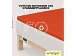 Spannbettlaken SCHLAFGUT "EASY Jersey Elasthan Topper", rot (rot mid), 1 Stk., Jersey, 120-130x200-220 10cm, Jersey, Obermaterial: 95% Baumwolle, 5% Elasthan, Bettlaken, Spannbettlaken, MADE IN GREEN by OEKO-TEX