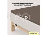 Spannbettlaken SCHLAFGUT "EASY Jersey Elasthan Topper", beige (sand deep), 1 Stk., Jersey, 120-130x200-220 10cm, Jersey, Obermaterial: 95% Baumwolle, 5% Elasthan, Bettlaken, Spannbettlaken, MADE IN GREEN by OEKO-TEX