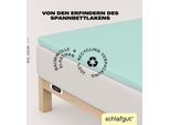 Spannbettlaken SCHLAFGUT "EASY Jersey Elasthan Topper", blau (petrol light), 1 Stk., Jersey, 140-160x200-220 10cm, Jersey, Obermaterial: 95% Baumwolle, 5% Elasthan, Bettlaken, Spannbettlaken, MADE IN GREEN by OEKO-TEX