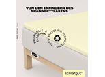 Spannbettlaken SCHLAFGUT "EASY Jersey Elasthan Topper", gelb (gelb light), 1 Stk., Jersey, 180-200x200-220 10cm, Jersey, Obermaterial: 95% Baumwolle, 5% Elasthan, Bettlaken, Spannbettlaken, MADE IN GREEN by OEKO-TEX