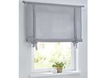 Bindegardine KUTTI "Cottage Raffgardine" Gr. 4, grau (grau,weiß), B:100cm H:100cm, Baumwolle, Gardinen, kariert, Baumwolle, Stangendurchzug, Bindegardine