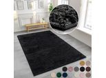 Hochflor-Teppich MY HOME "Viva" Gr. 6, schwarz, B:200cm H:45mm L:290cm, Kunstfaser, Teppiche, Hochflor-Teppich, Uni Farben, einfarbig, besonders weich und kuschelig, Kundenliebling