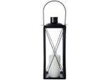 Ambia Home Laterne, Schwarz, Transparent, Metall, Glas, Metalloptik, rechteckig, 17x40x17 cm, Glaseinsatz, Dekoration, Laternen & Windlichter, Laternen