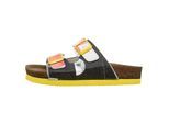Pantolette DOGO "Stella Pantolette Geometric Shapes Damen Sandalen", Damen, Gr. 40, Normalschaft, bunt (mehrfarbig), Lederimitat, Schuhe Pantolette, Handgefertigt