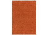 Wollteppich THEKO "Gabbeh Uni, Handgefertigt, meliert, auch als Läufer erhältlich, Wolle" Gr. 5, orange (rostorange), B:200cm H:14mm L:200cm, Wolle, Teppiche, Wollteppich, Schlafzimmer, Wohnzimmer, Esszimmer, auch als Läufer oder rund