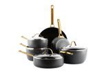 GreenPan Kochtopfset Padova Reserve, Schwarz, Gold, Metall, Glas, 6-teilig, 0 L, rund, Kochen, Töpfe, Topfsets