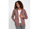 Fleecejacke CASUAL LOOKS, Damen, Gr. 50, braun (rotbraun, ecru, geringelt), 100% Polyester, gemustert, gestreift, mehrfarbig, Jacken Fleecejacke