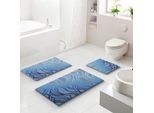 Badematte GRUND "Mayra", blau, H:20mm, Polyacryl, Badematten, Badematte, Frisches Wellenmuster in lebendigen Farben, 5 Jahre Garantie