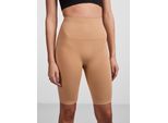 Radlerhose PIECES "PCIMAGINE", Damen, Gr. XS (34), N-Gr, braun (tan), Jersey, Obermaterial: 76% Polyamid, 24% Elasthan, unifarben, eng, Hosen Radlerhose, mit Shaping-Effekt