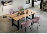 Essgruppe SALESFEVER "Esszimmerausstattung aus Holz und Metall", rosa (natur, rose, schwarz, rose, schwarz), Samt, 180,90, Massivholz, Metall, Polyester, Sitzmöbel-Sets, Essgruppe