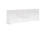 Sideboard Mister, Weiß Hochglanz, Kunststoff, 3 Fächer, 225x79x38 cm, Typenauswahl, Beimöbel erhältlich, stehend, Wohnzimmer, Kommoden & Sideboards, Sideboards