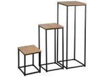 Mid.you Blumentischset, Schwarz, Eiche, Metall, Holzwerkstoff, 3-teilig, quadratisch, Flachrohr, 30x26x22 cm, Bsci, einfacher Aufbau, Wohnzimmer, Wohnzimmertische, Blumenständer