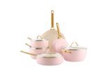 GreenPan Kochtopfset Padova Reserve, Weiß, Gold, Pink, Metall, Glas, 6-teilig, 0 L, rund, PFAS-frei, Kochen, Töpfe, Topfsets