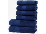 Handtuch Set WOLKENFELD "Premium Low-Twist Baumwolle 550 g/m² – 6-teiliges Bade-Set", blau, 6 tlg., Frottier, Frottier, Obermaterial: 100% Baumwolle, Handtuch-Sets, 2 Duschtücher 70×140 cm & 4 Handtücher 50×100 cm