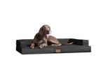 Tierlando ® Orthopädisches Design Hundesofa GIBSON VISCO Kunstleder kubische Form schwarz/ graphit 80 cm, 22 cm, 60 cm